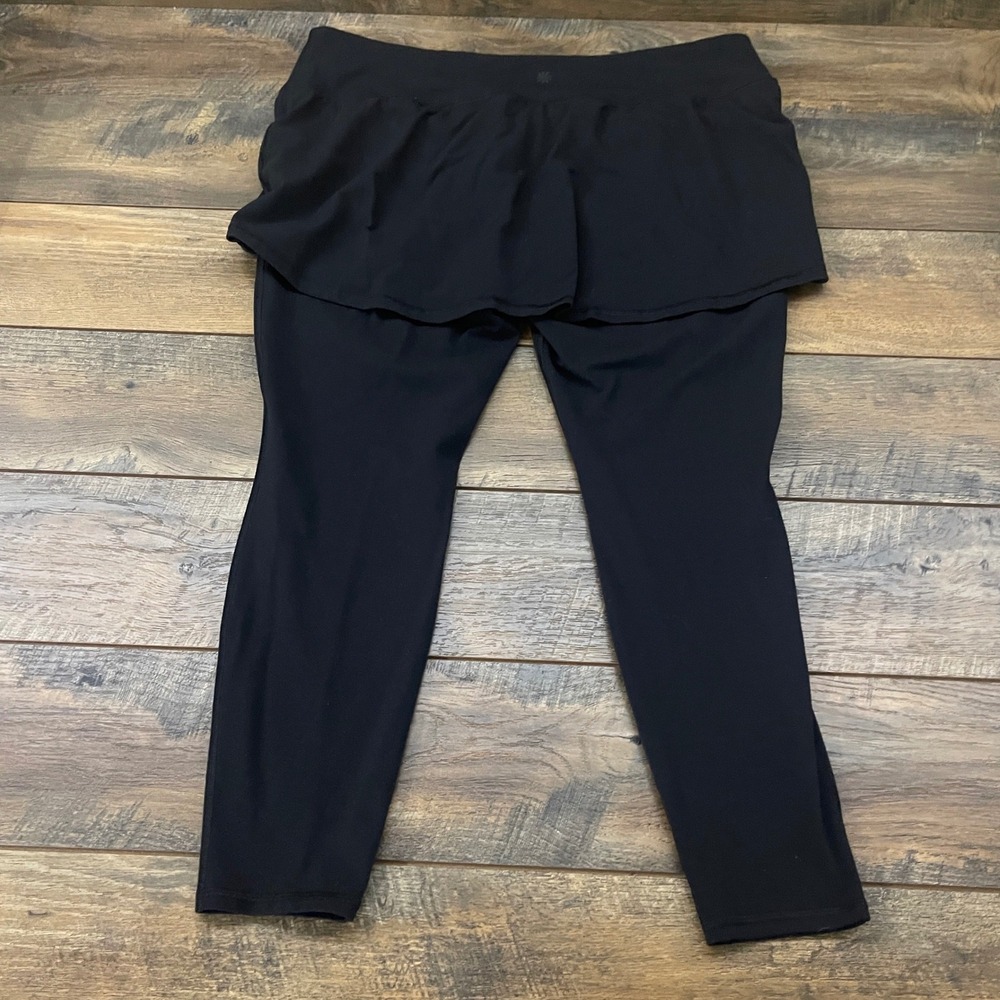 Athleta Womens Black Skirted Leggings 1X Activewear Skort Yoga Tights Athleisure